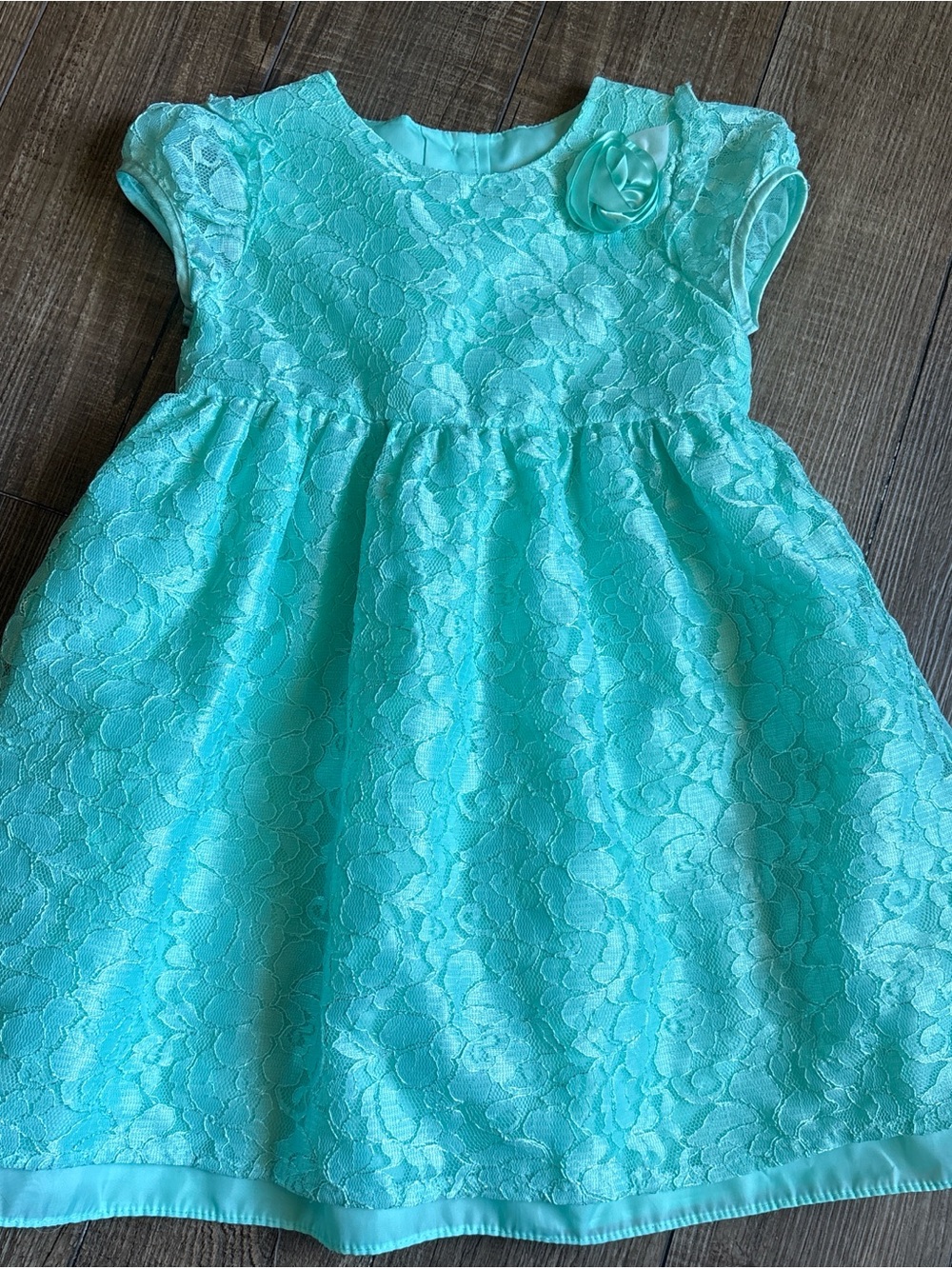 wonder nation Aqua Lace Rosette Party Dress